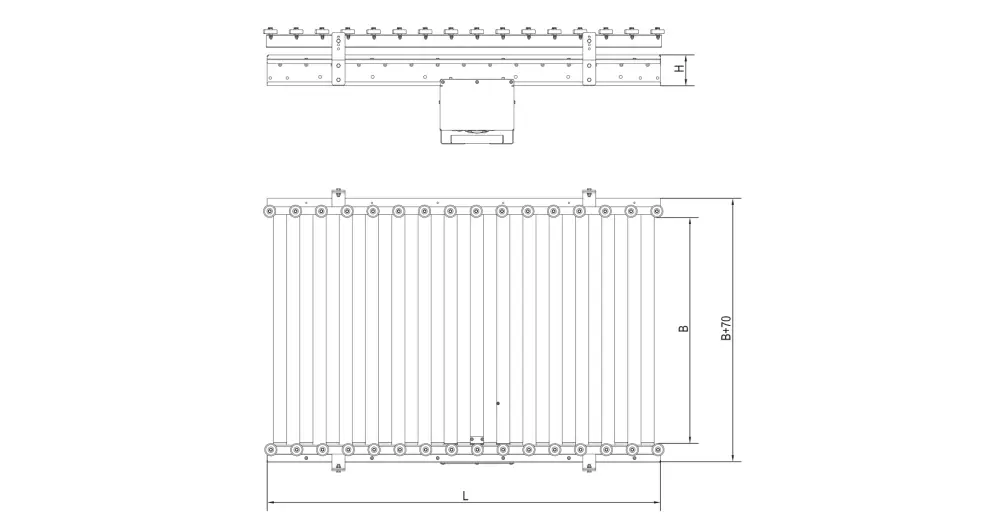 Przenośnik rolkowy napędzany 400 V AC_szkic