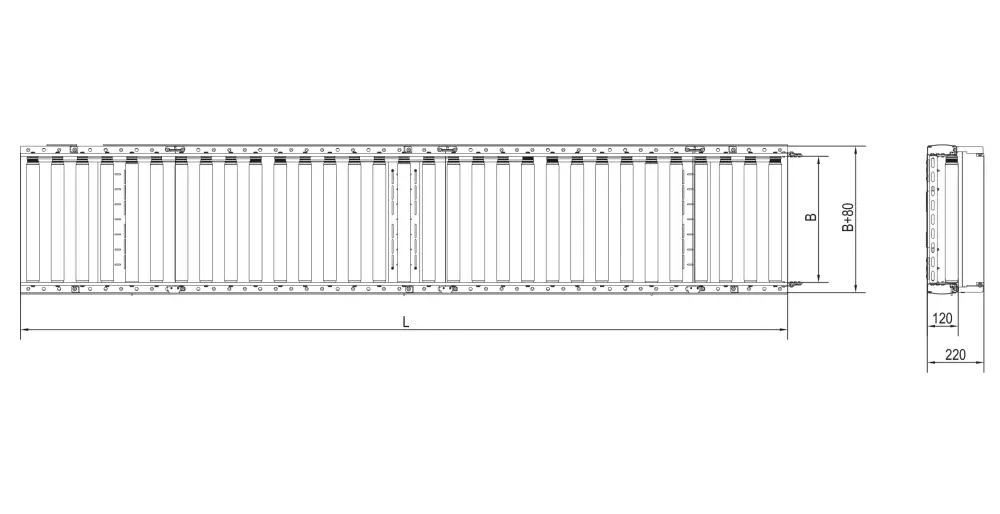 Przenośnik rolkowy akumulacyjny_szkic