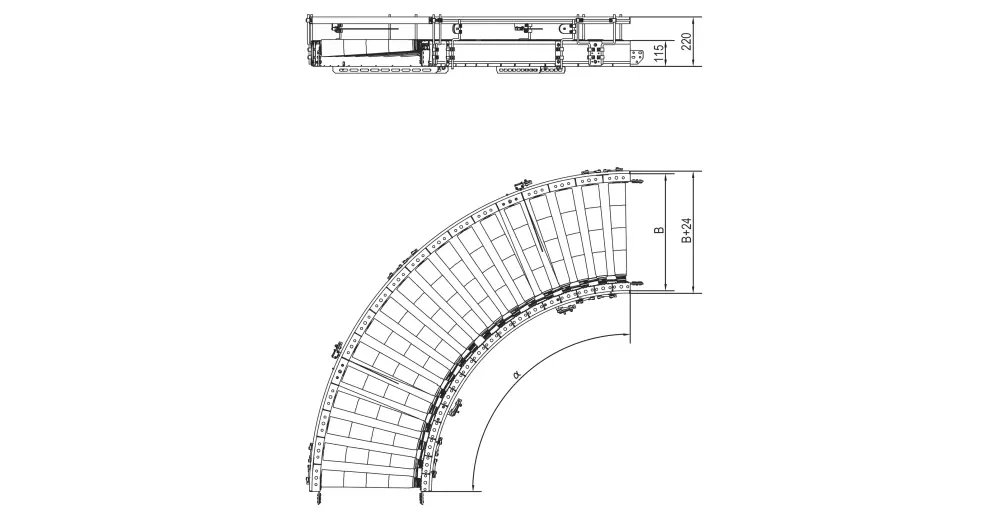 Łuk rolkowy grawitacyjny_szkic