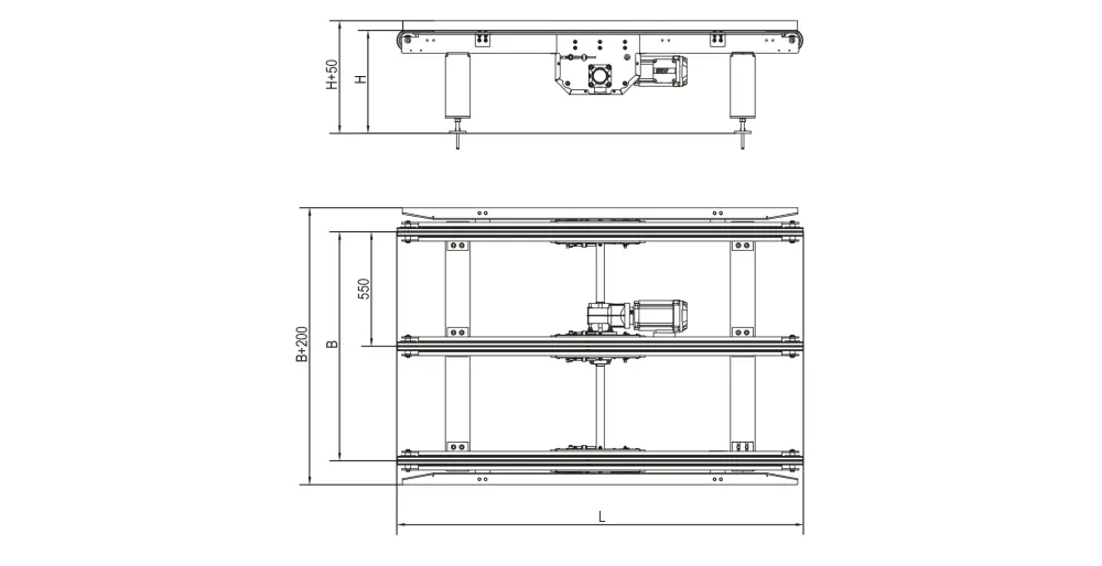 Przenośnik łańcuchowy paletowy_szkic