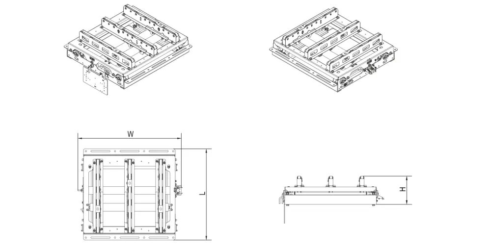 Przenośnik rolkowy z pasowym transferem poprzecznym_szkic