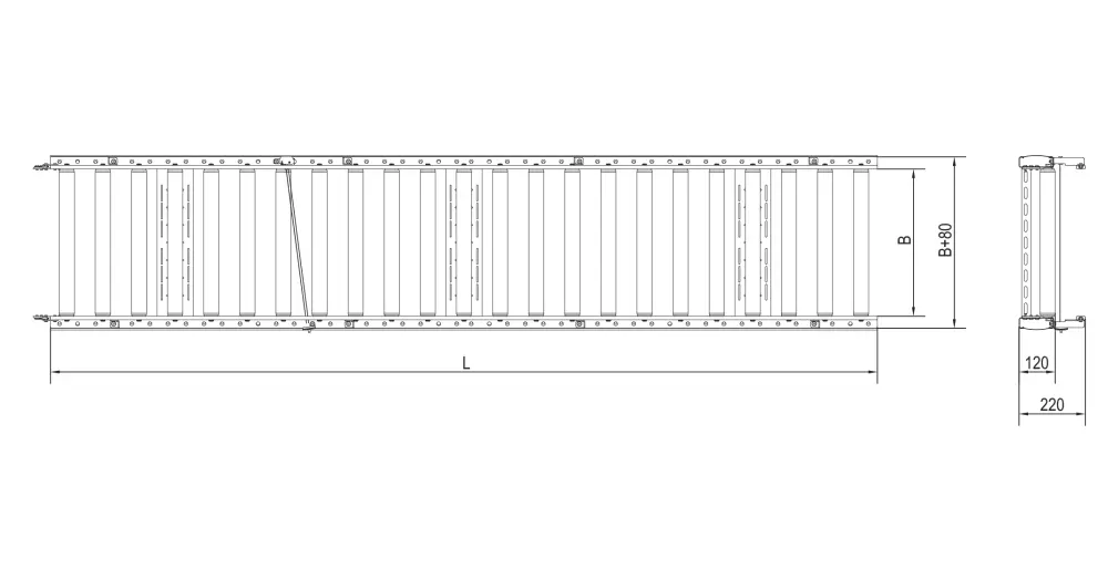 Przenośnik rolkowy grawitacyjny_rysunek